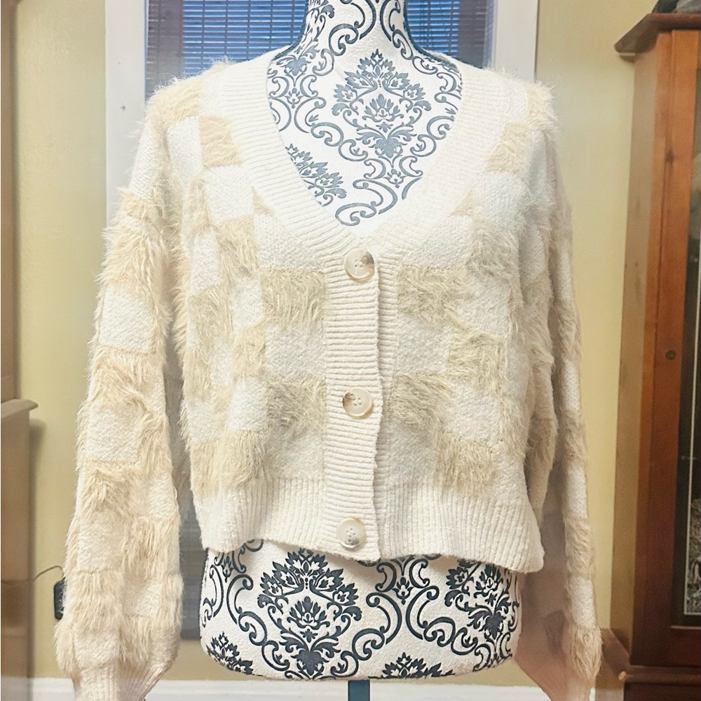 Cream Textured Women's Sweater